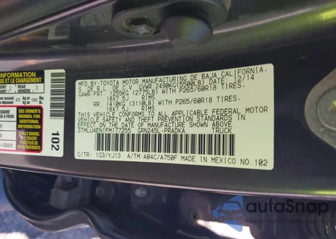 2015 Toyota Tacoma Base V6 z USA, uszkodzony, nr VIN 3TMLU4EN1FM177255